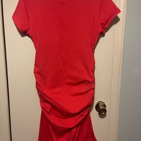 Red Ruched T-Shirt Dress - Picture 2 of 2